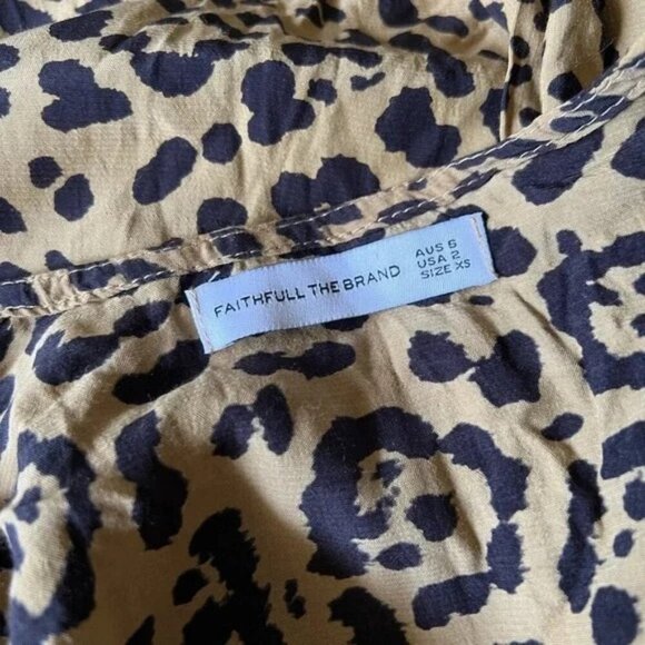 FAITHFULL THE BRAND ELFRIDA Leopard Print Wrap Midi dress XS - Picture 6 of 6